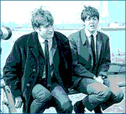 John Lennon and Paul McCartney in Central Park, February 1964